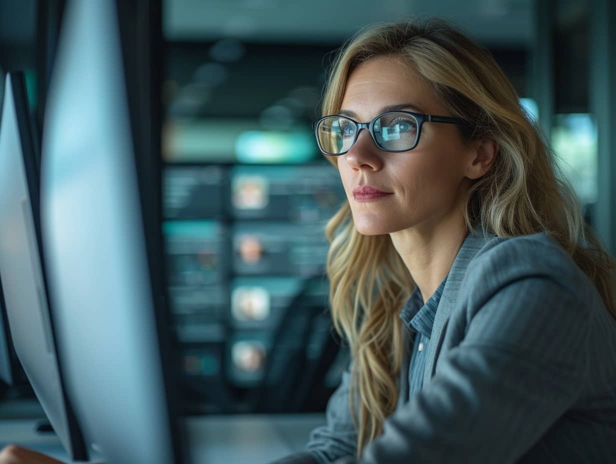 A female OSINT Investigator working on a private investigation services case.