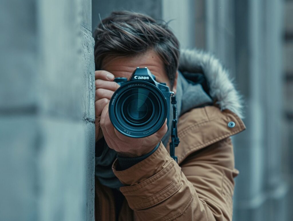 How to Catch a Cheater investigative method as a Private investigator takes photographic evidence while partially concealed