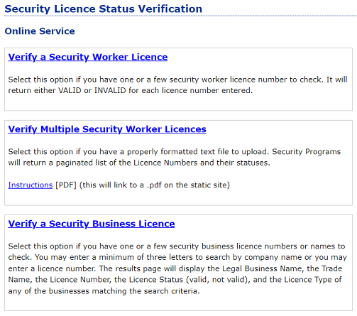 Security License Check