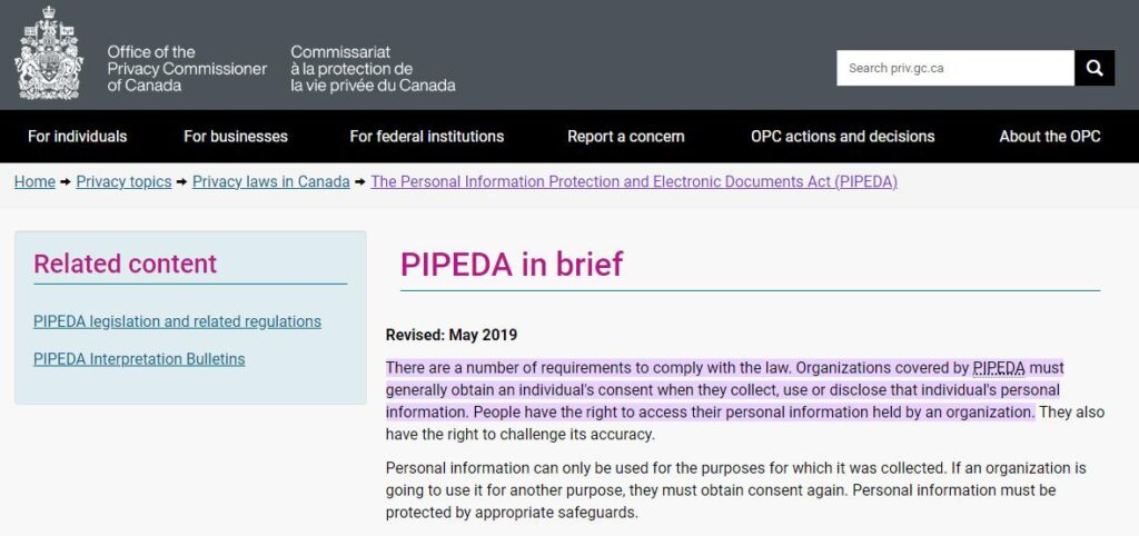 Financial institution PIPEDA regulations for Canadian background checks to be considered for finding hidden assets.