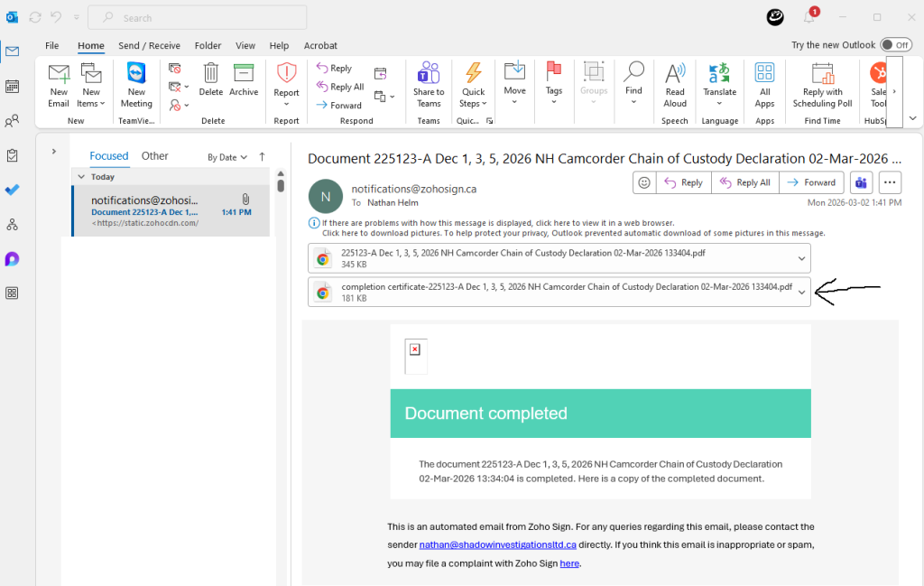 Submitting Video Evidence Hash Values Instructions 17 Completed Signed Document
