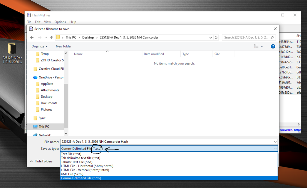 Submitting Video Evidence Hash Values Instructions 6 Hash Save 02